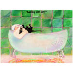 Print - Bathing with Kitty (Mounted) Print - Bathing with Kitty (Mounted)